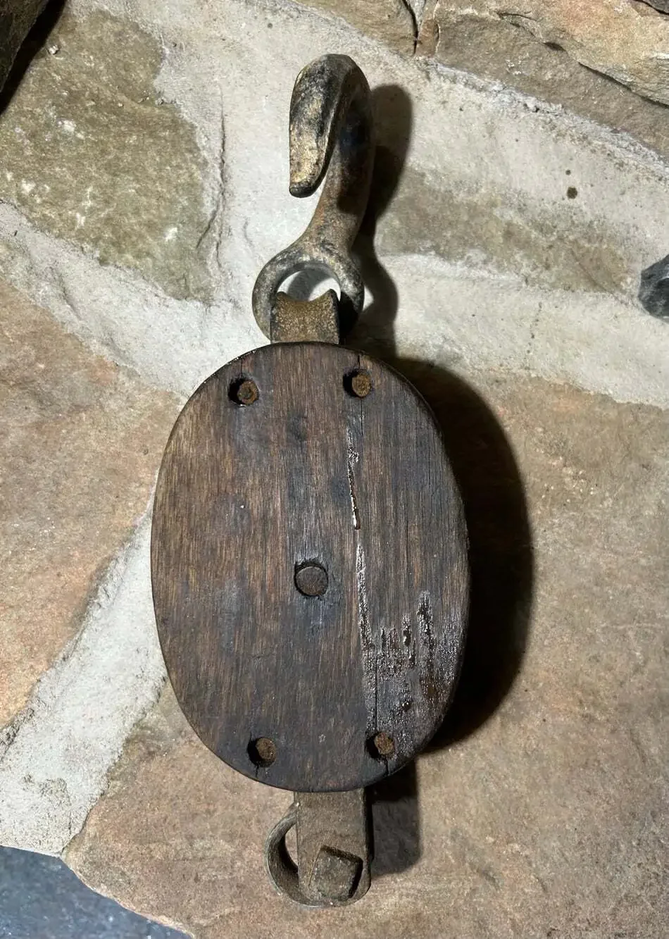 Antique Barn Farmhouse Wooden Metal Pulley Decor Steampunk READ